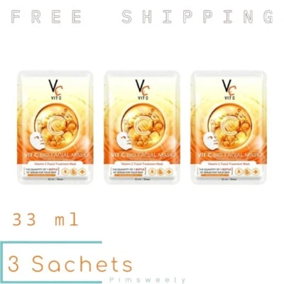 3 Sachets X 33 ml Ratcha Vit C Bio Nong Chat Facial Mask Radiant Smooth Skincare - Image 1 of 4