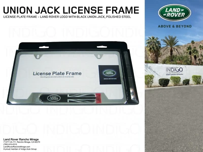 Land Rover Logo / Black Union Jack Polished Stainless Steel License Plate Frame - Image 1 of 4