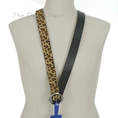 APT. 9 Women's MEDIUM Reversible BLACK or LEOPARD Print BELT Round Silver Buckle - Image 1 of 4