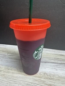 Starbucks Verano 2021 Color Cambiante Rojo Reutilizable Taza Fría con Paja - Imagen 1 de 8