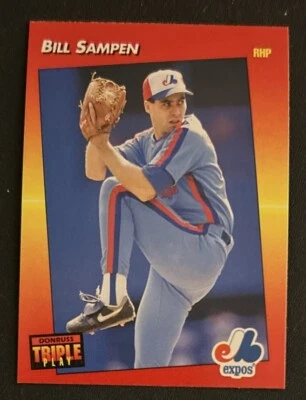 Tarjeta de béisbol Donruss Triple Play Bill Sampen 1992 #221 Expos Pitcher en muy buen estado sin usar Foto 1 de 2