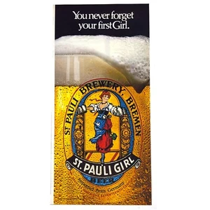 St Pauli Girl Vintage 1983 80er Print Ad German Beer Brewery Mancave Art Retro - Bild 1 von 1