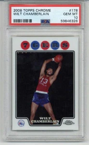 2008 Topps Chrome #178 Wilt Chamberlain Card Philadelphia 76ers PSA 10 POP 9 - Bild 1 von 2