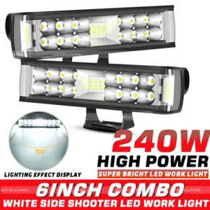 2X 6Inch 240W LED Spot Light Bar Car Pods Fog Lamp Offroad for Jeep Truck 4WD - Bild 1 von 11