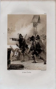 GRAVURE DE 1849 -- LE HEROS TYROLIEN LEROUX IMP. LEMERCIER - Picture 1 of 1