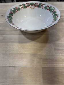 Sango Noel 9" Round Vegetable Serving Bowl Christmas Holly and Bells - Picture 1 of 4
