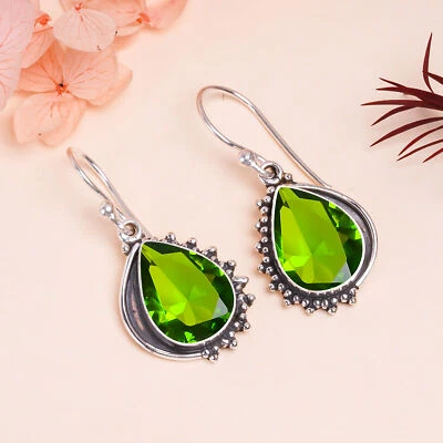 Peridot Gemstone 925 Sterling Silver Jewelry Earring, Designer Earring, For Her - Image 1 of 4