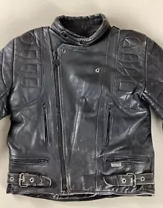 Vintage Dafy Moto Leather Biker Jacket Cafe Racer Jacket Cowhide EU Size 52 42” - Picture 1 of 23