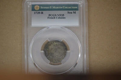 1739-R French Colonies Sou Marque- Orleans Mint. Vlack-175a. R-7- PCGS VF-35. - Image 1 of 4