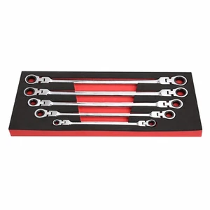 5pz Chiave a Cricchetto Doppia Scatola Fine Universale Testa Flessibile Non Reversibile - Foto 1 di 7