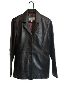 Croft Barrow Men's Button Up Black Leather Jacket Size Medium - Picture 1 of 8