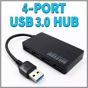 Multi USB 3.0 Hub 4 Port High Speed Slim Compact Expansion Portable Splitter 3 - Picture 1 of 14