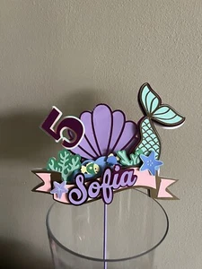 Personalized The Little Mermaid Theme Cake Topper/ Any Name Any Age - Picture 1 of 4
