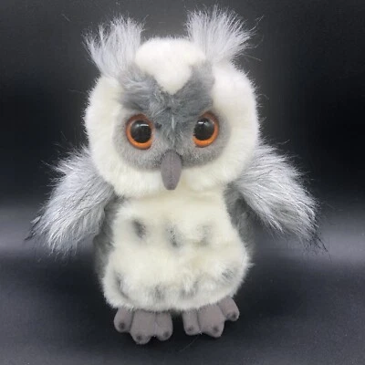 De Colección Búho Cornudo Peluche Gris Blanco A&A Pájaro Naranja Ojos Negros 8.5" Alto Foto 1 de 4
