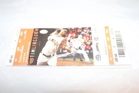Tim Lincecum San Francisco Giants Game Ticket vs. Rockies Cover