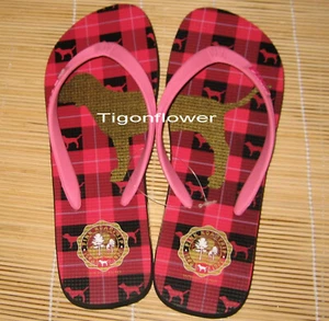 Victoria's Secret PINK Flip Flop Tanga rot kariert klein 5-6 Vintage brandneu - Bild 1 von 4