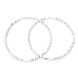Sterling Silver 925 Continuous Hoop Earrings 2mm / 70mm (2.8 inches, 7.5 grams) - Picture 1 of 1