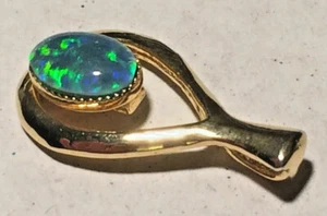 Opal Pendant Genuine Natural Opal Triplet 7 x 5mm Setting 22ct Gold Cladded - Picture 1 of 8