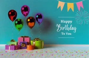 Birthday Balloons Cupcakes Gifts Candle 1 Card 1 Envelope Greeting Card - Picture 1 of 48