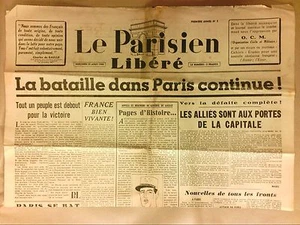 SELTENE TÄGLICHE ZEITUNG DER BEFREIUNG / LE PARISIEN LIBERE NR. 2 23.08.1944 - Bild 1 von 1