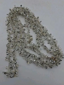Vintage Girlande Strang irisierend Perlen Weihnachtsdeko klar & silber - Bild 1 von 11