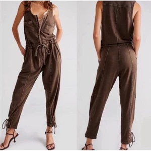 Free People One Billie Coveralls Jumpsuit in Chocolate Brown - Size M - Picture 1 of 7