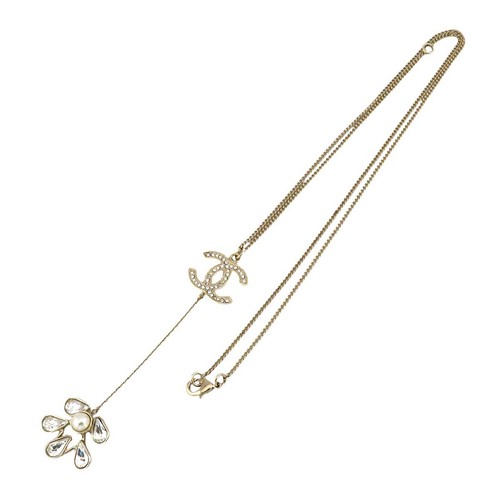 Collana CHANEL COCO Mark Strass Cotone Perle Metallo Strass Cotone Perla