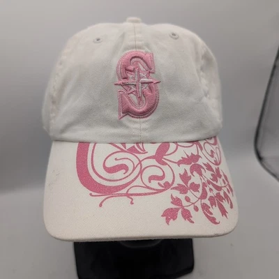 Seattle Mariners Women's Pink And White Hat Floral Twins Enterprise Strapback - Image 1 of 4