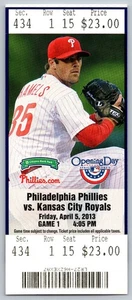 Boleto de apertura en casa de la MLB de los Kansas City Royals @ Philadelphia Phillies 4/5/2013 - Imagen 1 de 2