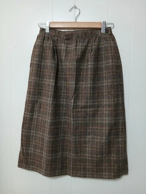 Vintage Miss Pendleton Virgin Wool Plaid Skirt Brown Size 9/10 READ - Image 1 of 4