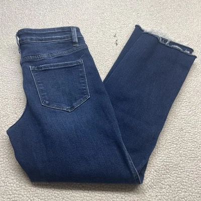 Pantalones de mezclilla recortados Flying Monkey Los Angeles 26 lavado oscuro dobladillo deshilachado Foto 1 de 4