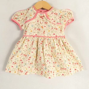 Vtg Brierley's of Blackburn Dress Baby Girls 18 Months Cream Pink Floral - Picture 1 of 6