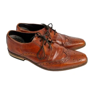 Ikon Hombres Brogue Marrón Cordones Cuero Zapatos Oficina Formal Reino Unido 9 eur 43 - Imagen 1 de 8
