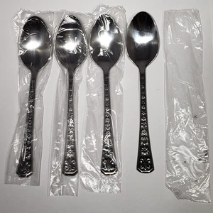 Set of 4 Interpur Florenz Stainless Floral Daisy Pattern 6.25" Teaspoons Korea - Picture 1 of 11