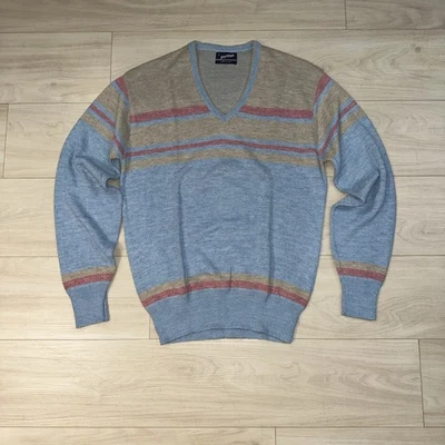 Vintage Puritan V-Neck Sweater Mens Size Large Multi-Color Stripe USA Made - Image 1 of 4