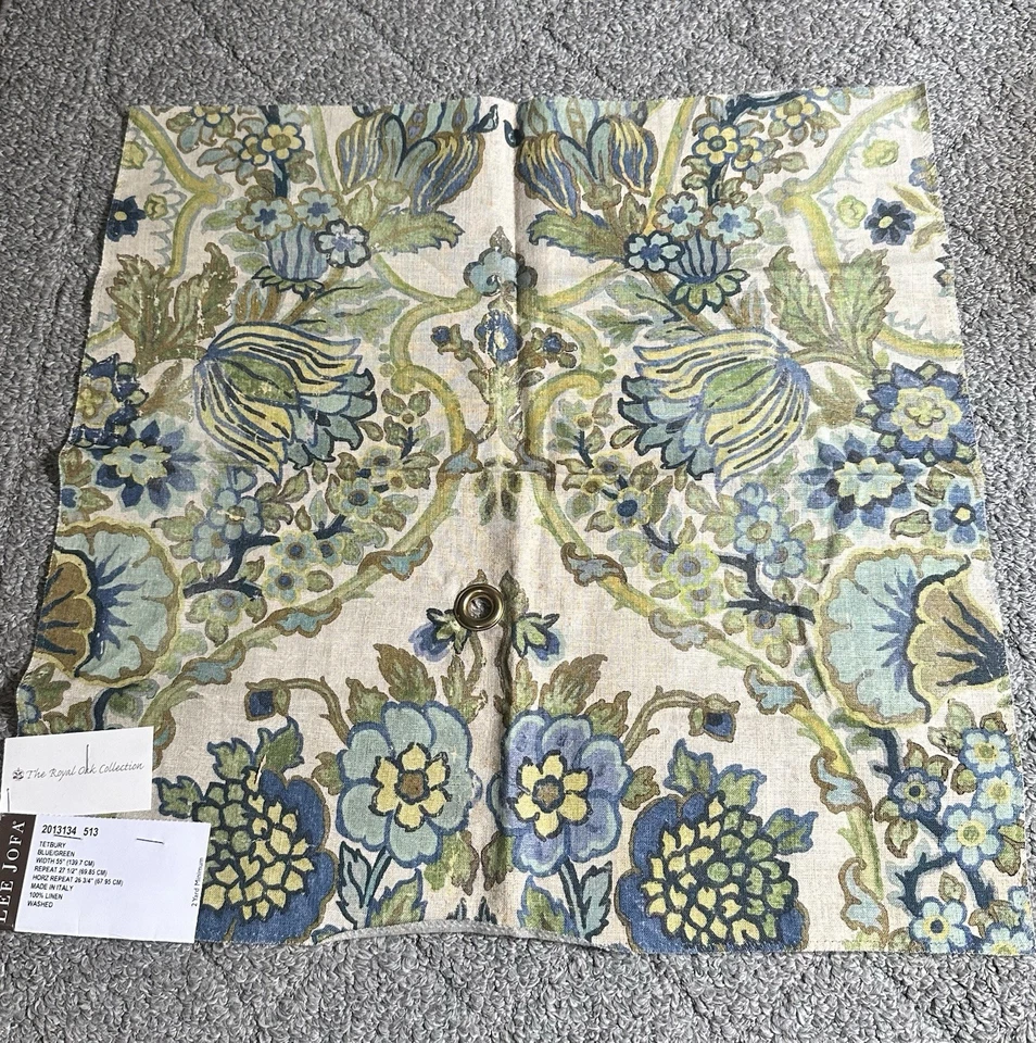 Lee Jofa Fabric Sample Remnant 17.5” APPROX Tetbury Blue Green 2013134513 Crafts - Image 1 of 4