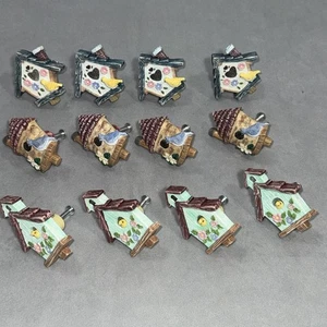 Drawer Pulls 12 Piece Bird Birdhouse Colorful Pastel Resin Country Decor New - Picture 1 of 18