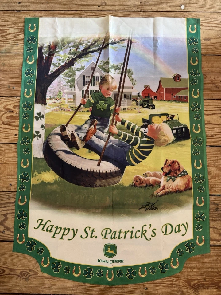 John Deere Flag Collection HAPPY ST. PATRICKS DAY Farm Garden Flag 40" x 28" - Image 1 of 1