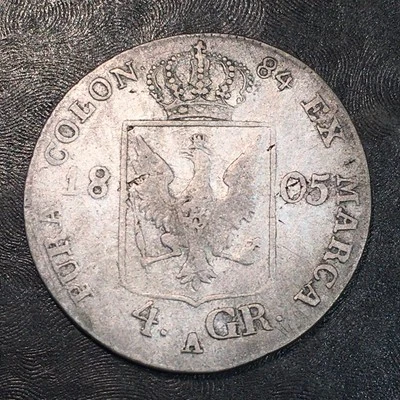 1805-A Germany 4 Groschen Silver PRUSSIA- Exact Coin Shown #Q946 - Image 1 of 2