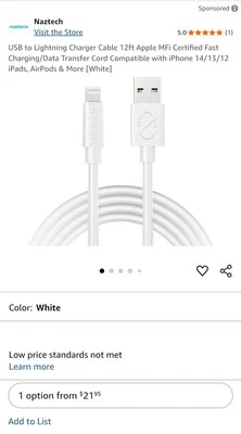 Naztech USB Lighting Cable (iPhone) - Image 1 of 2