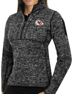 Antigua Kansas City Chiefs Heather Black Fortune Half-Zip Sweater *Women Large* - Picture 1 of 3