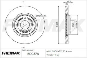 Remax BD-0578 Brake Disc for Hyundai, Kia - Picture 1 of 3
