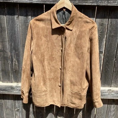 ¿Piel de oveja años 50 60? Abrigo chaqueta gamuza cuero suave ligero talla M/L western Foto 1 de 4