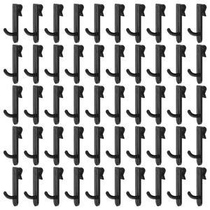  50 Pcs Grid Wall Hooks Display Rack Hanging Black Plastic Utility - Picture 1 of 12