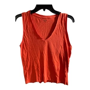 Madewell Top Damen M orange V-Ausschnitt Tank ärmellos Baumwolle einfarbig Strickpullover - Bild 1 von 5