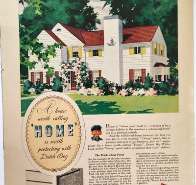 Dutch Boy White Lead Paint Home House Vintage 1934 Magazine Print Ad - Image 1 of 4