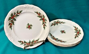ROYAL KENT DINNERWARE POLAND-- LOT OF 4 HOLIDAY HOLLY BREAD AND BUTTER PLATES - Picture 1 of 4