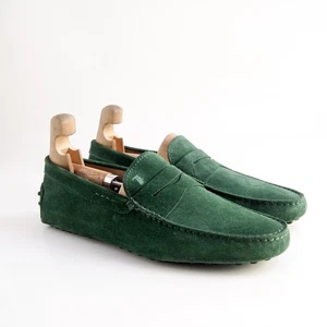 Mocasines TOD's Gommino 42.5 EE. UU. 9.5 Para Hombres Gamuza Verde Sin cordones Italia - Imagen 1 de 10