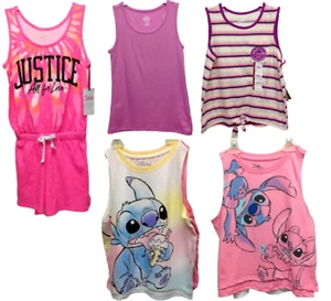 Disney Stitch Justice Wonder Nation Girls Lot 5 Romper /Tank Tops Set Sz 10-12 - Picture 1 of 13