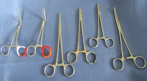 Lot of 6 BBM Mueller + Unbranded (names faded) Clamps, Forceps & Needle Holder - Picture 1 of 12